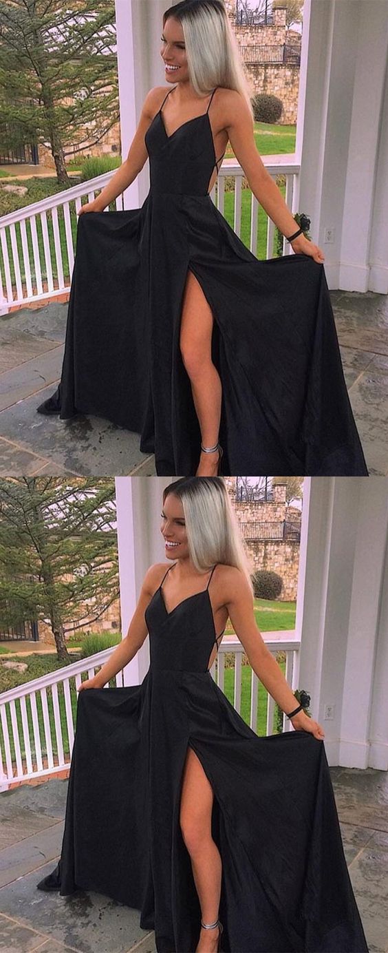 black leg split dress