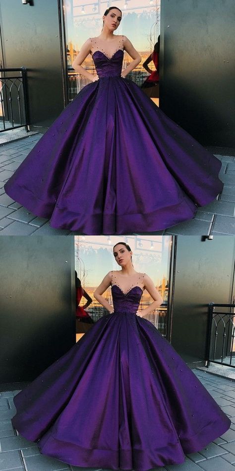 purple ball gown prom dresses