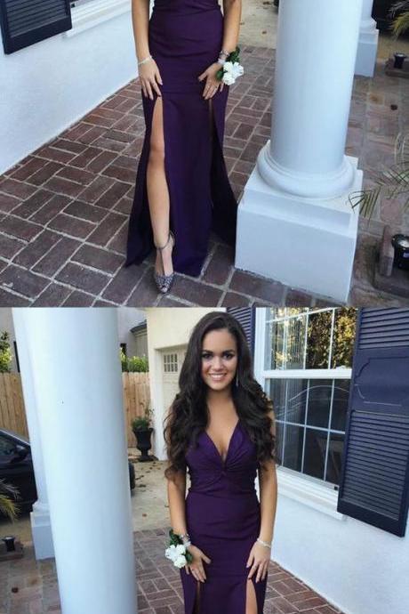 Burgundy V-Neck Short Sleeves Flowers Beadings Prom Dress